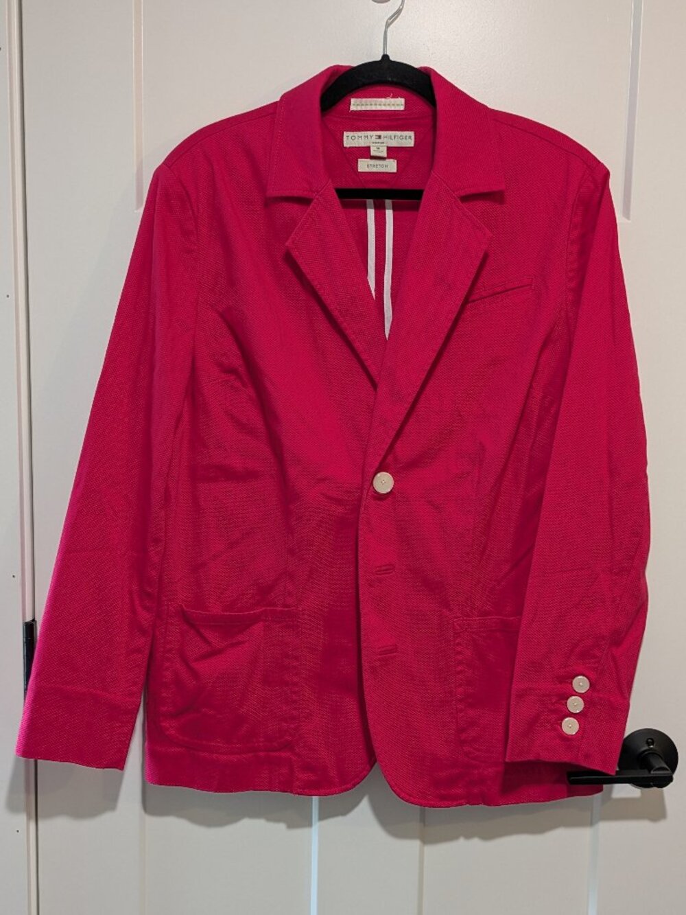 Tommy Hilfiger Women’s Stretch Textured Blazer – Hot Pink / Magenta (Size 16)